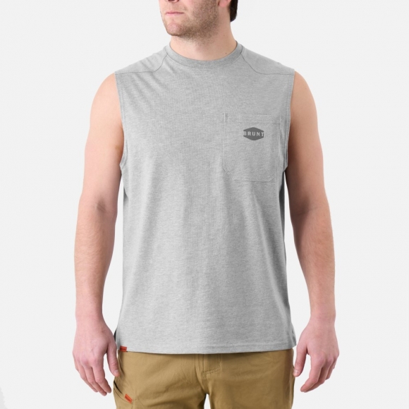 Latest Brunt The Martin Sleeveless Pocket Tee - Light Grey Heather