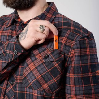 Latest Brunt The Flannel Shirt - Orange and Black Plaid