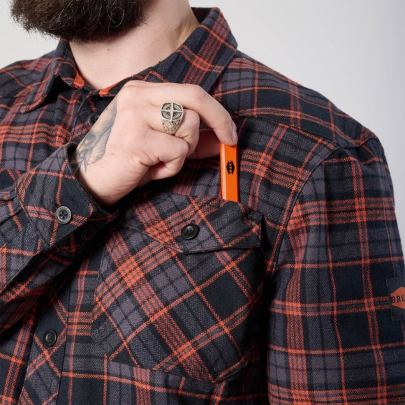 Latest Brunt The Flannel Shirt - Orange and Black Plaid