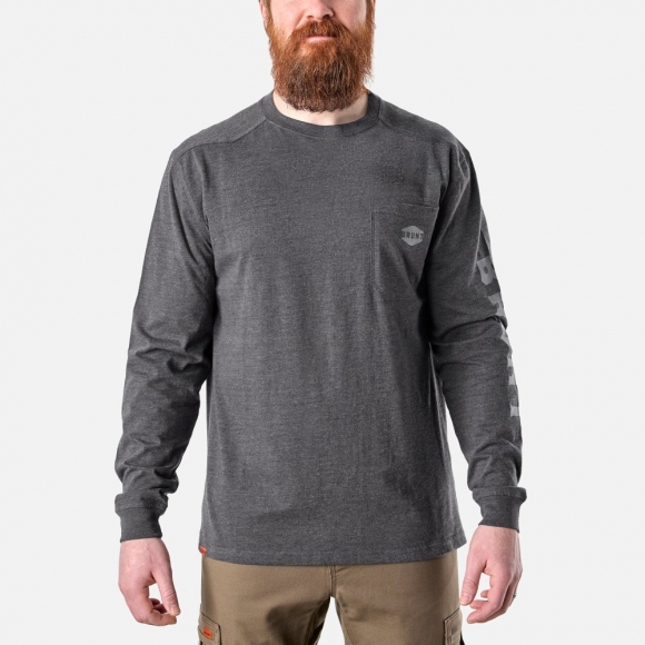 Latest Brunt The Martin Long Sleeve Pocket Tee - Dark Grey Heather