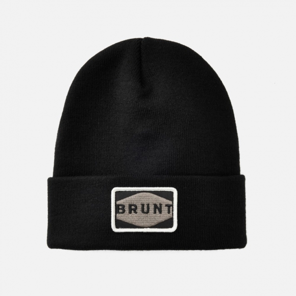 Latest Brunt Cuffed Beanies - Black with Patch Latest Brunt Cuffed Beanies - Black with Patch