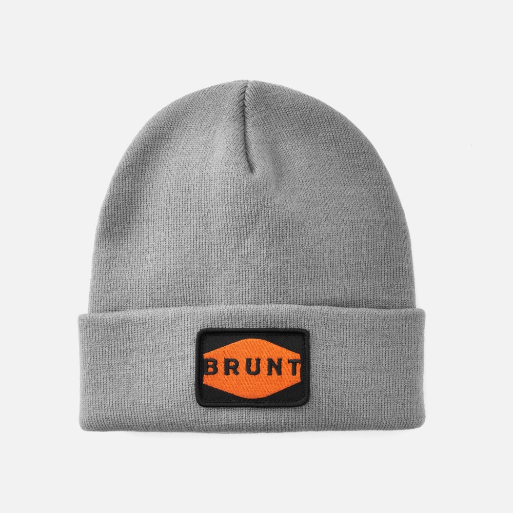 Latest Brunt Cuffed Beanies - Grey with Patch