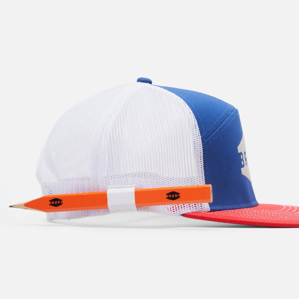 Latest Brunt Flat Brim Snapbacks - Red White And Blue
