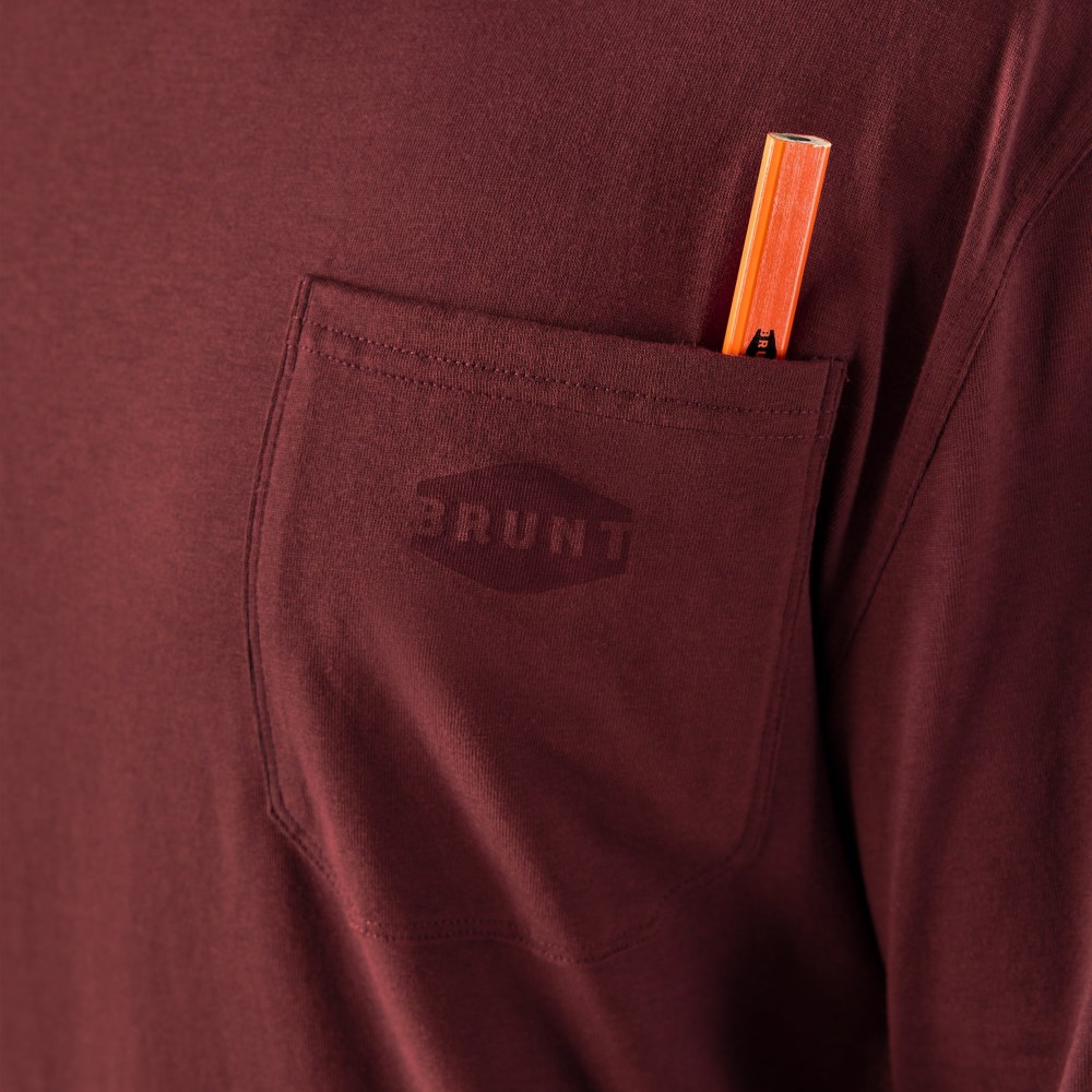 Latest Brunt The Martin Long Sleeve Pocket Tee - Brick Red