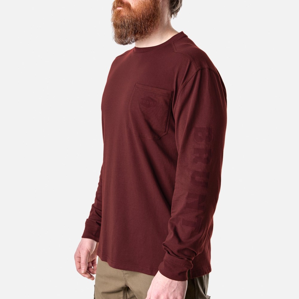 Latest Brunt The Martin Long Sleeve Pocket Tee - Brick Red
