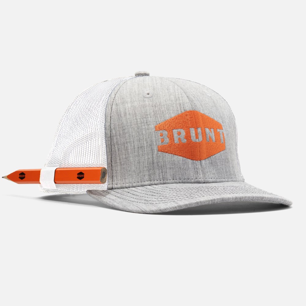 Latest Brunt Curved Brim Snapbacks - Heather Grey and White