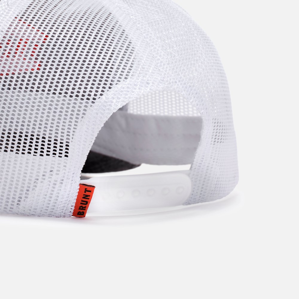 Latest Brunt Curved Brim Snapbacks - Heather Grey and White