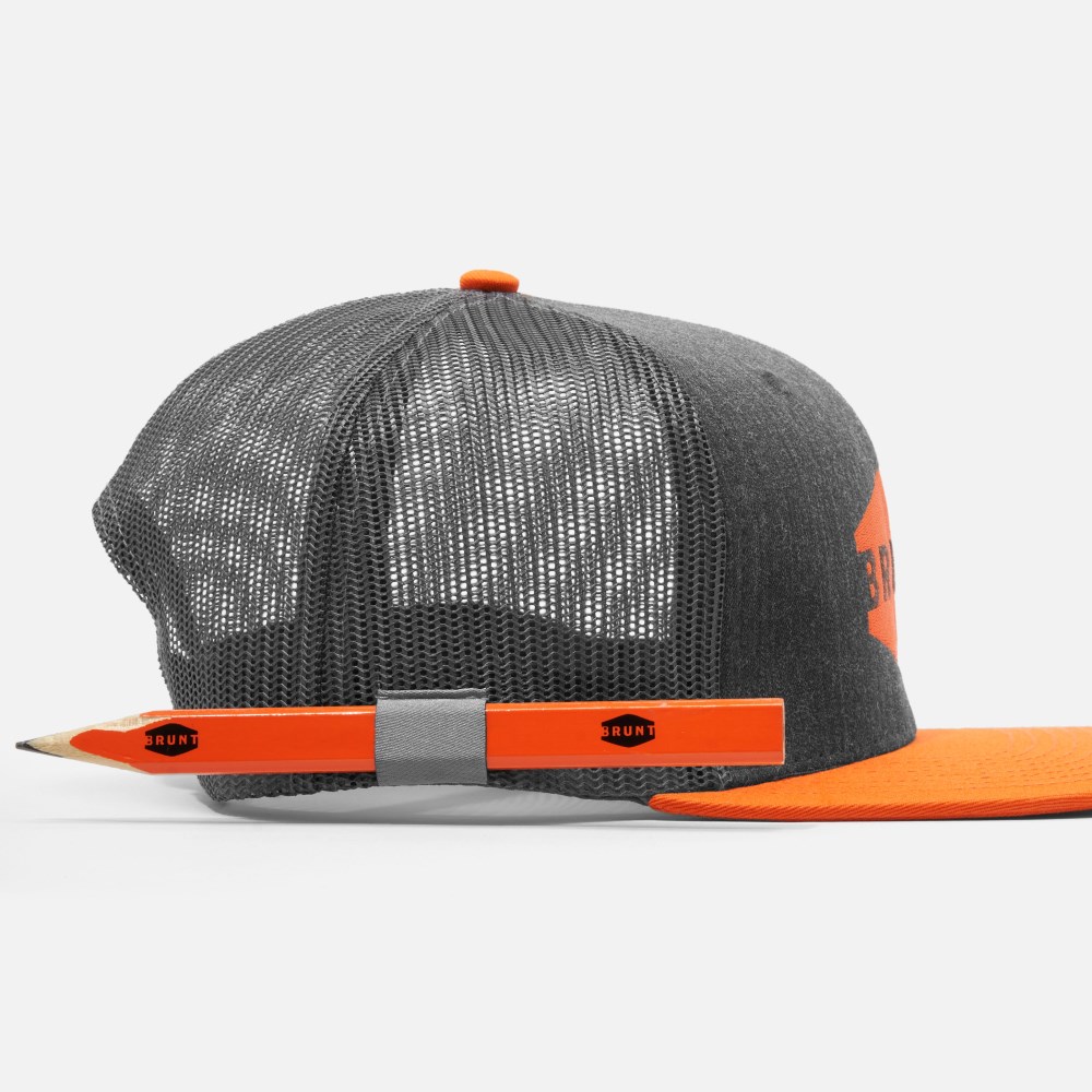 Latest Brunt Flat Brim Snapbacks - Grey Heather And Orange