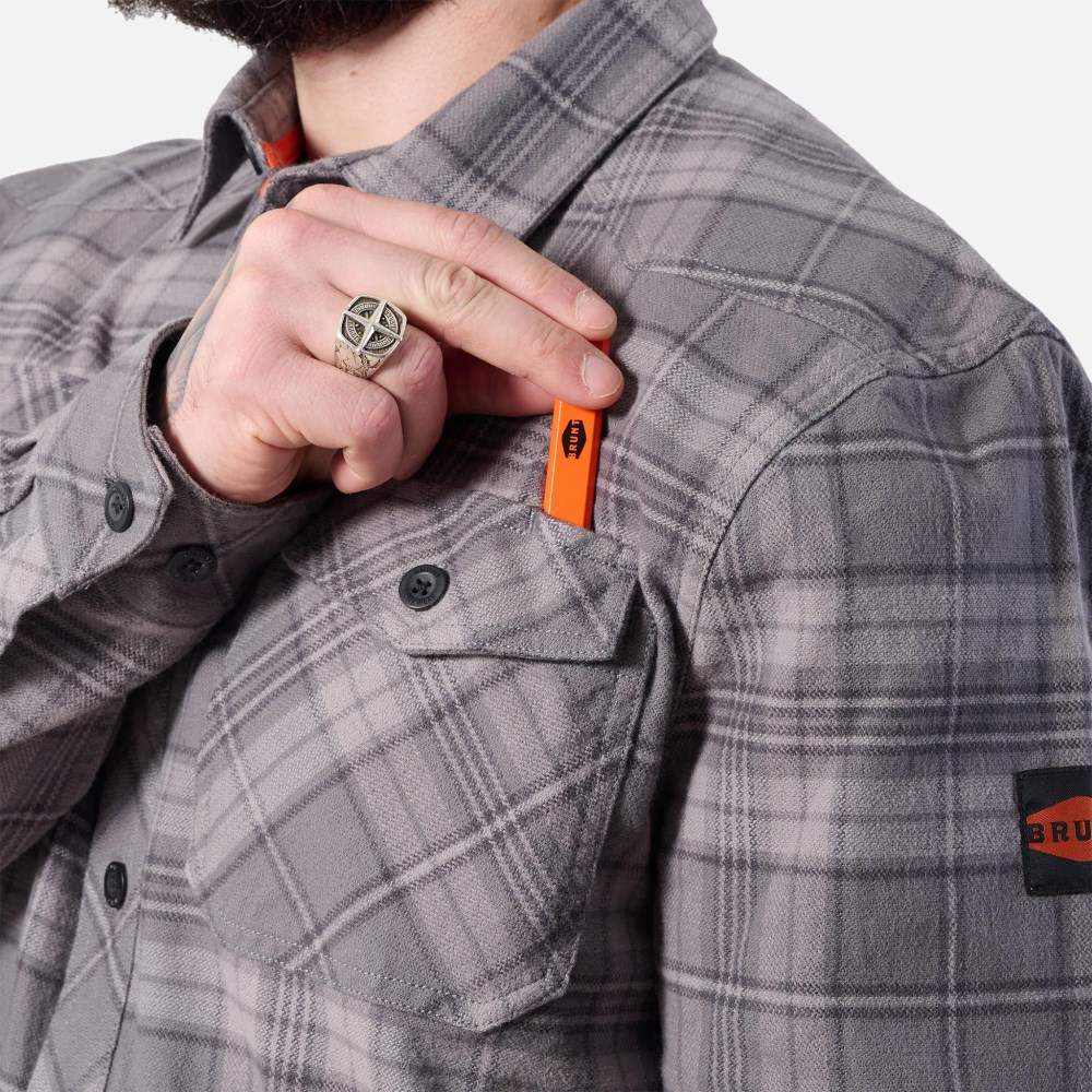 Latest Brunt The Flannel Shirt - Light Grey Plaid