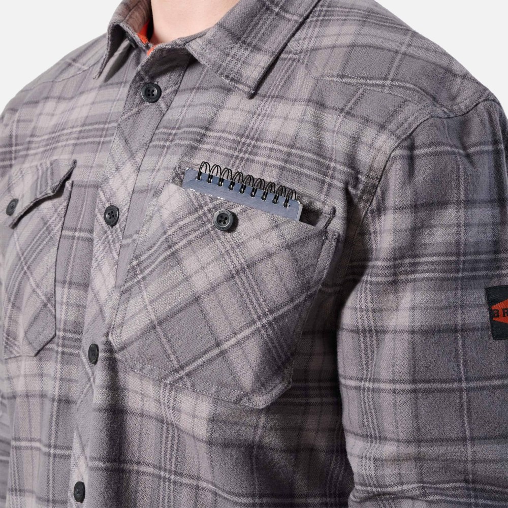 Latest Brunt The Flannel Shirt - Light Grey Plaid