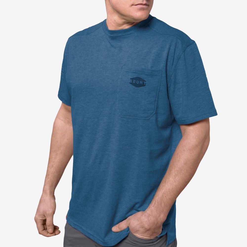 Latest Brunt The Martin Pocket Tee - Heather Blue