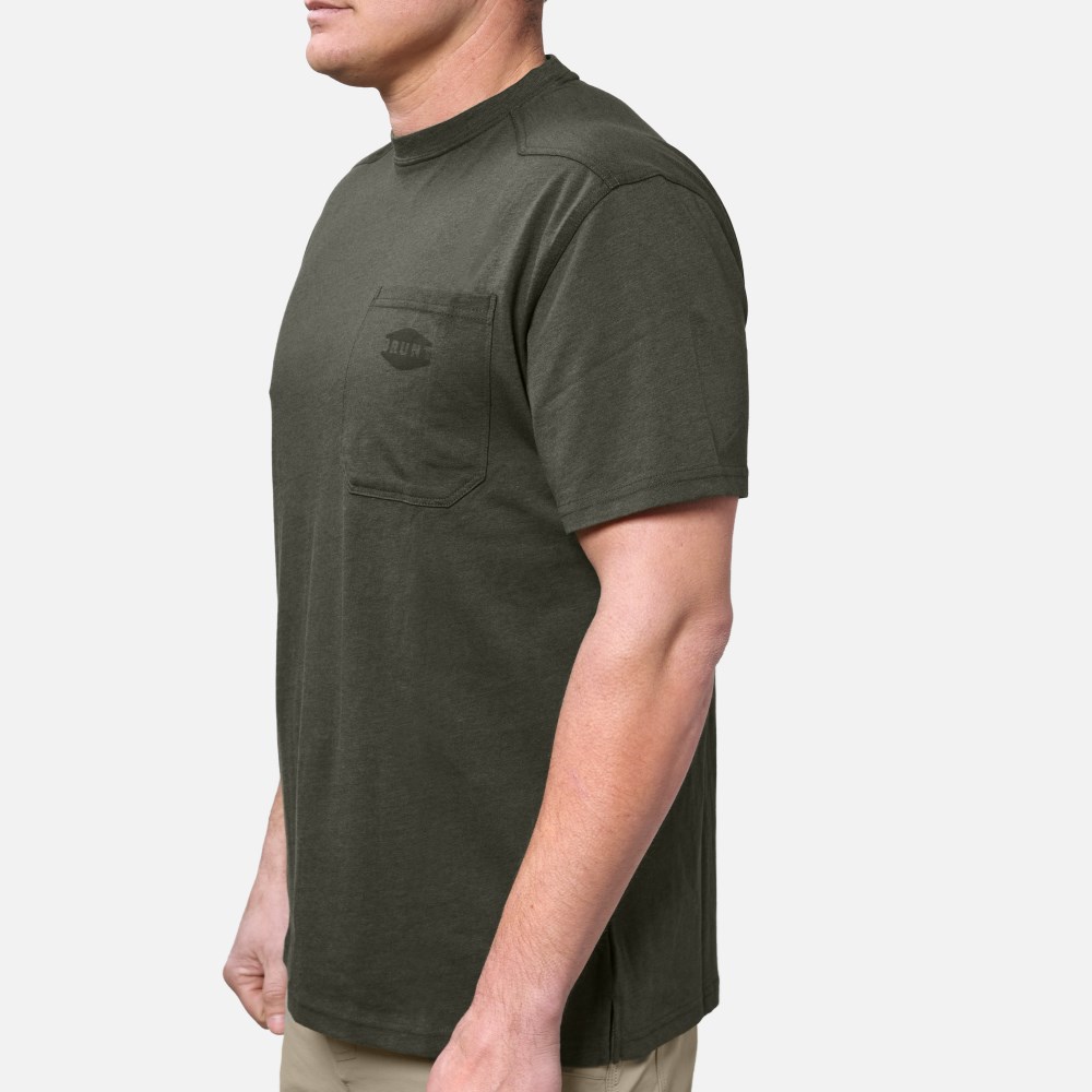 Latest Brunt The Martin Pocket Tee - Army Green Heather