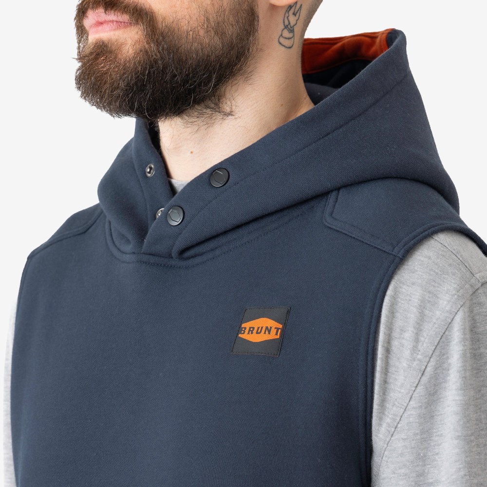 Latest Brunt The Shevlin Sleeveless Hoodie - Navy Blue