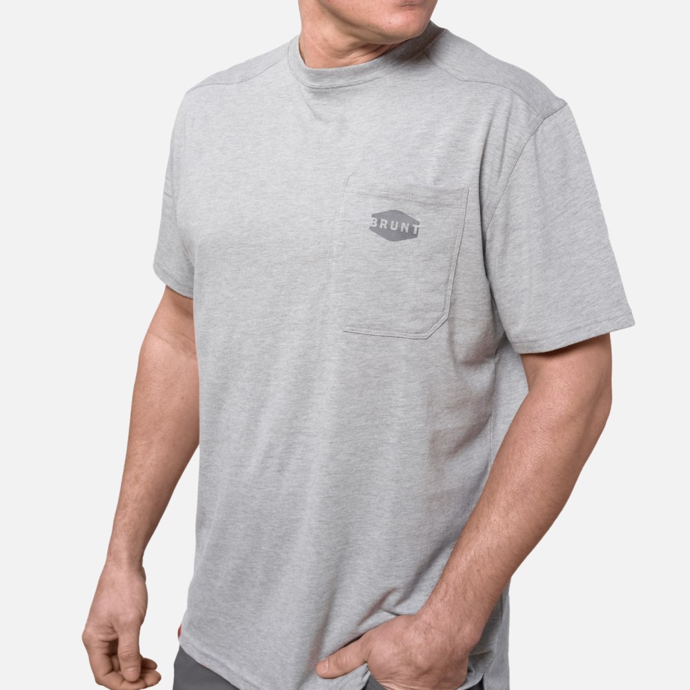 Latest Brunt The Martin Pocket Tee - Light Grey Heather