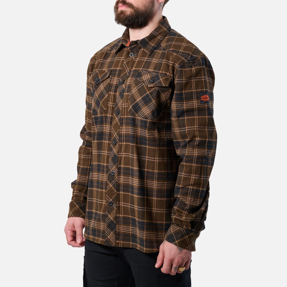 Latest Brunt The Flannel Shirt - Dark Brown Plaid
