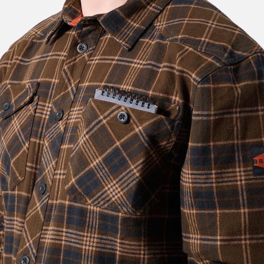 Latest Brunt The Flannel Shirt - Dark Brown Plaid