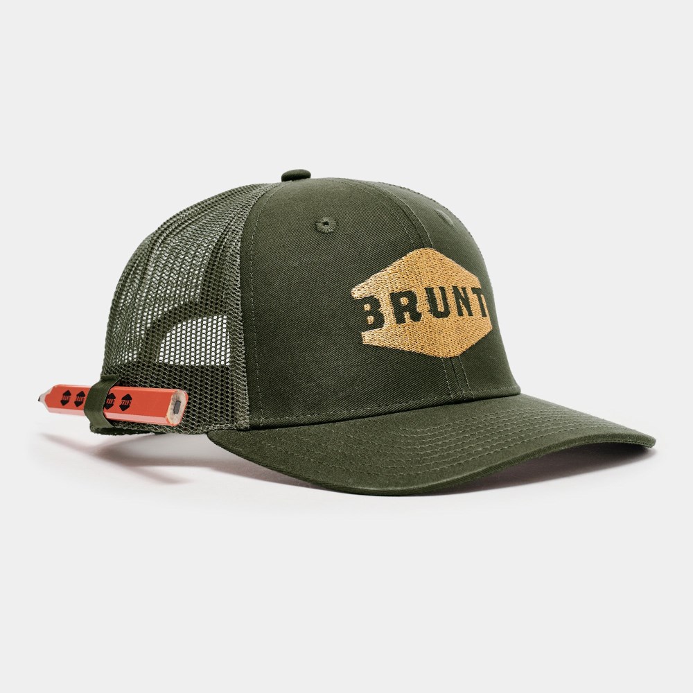 Latest Brunt Curved Brim Snapbacks - Army Green and Gold