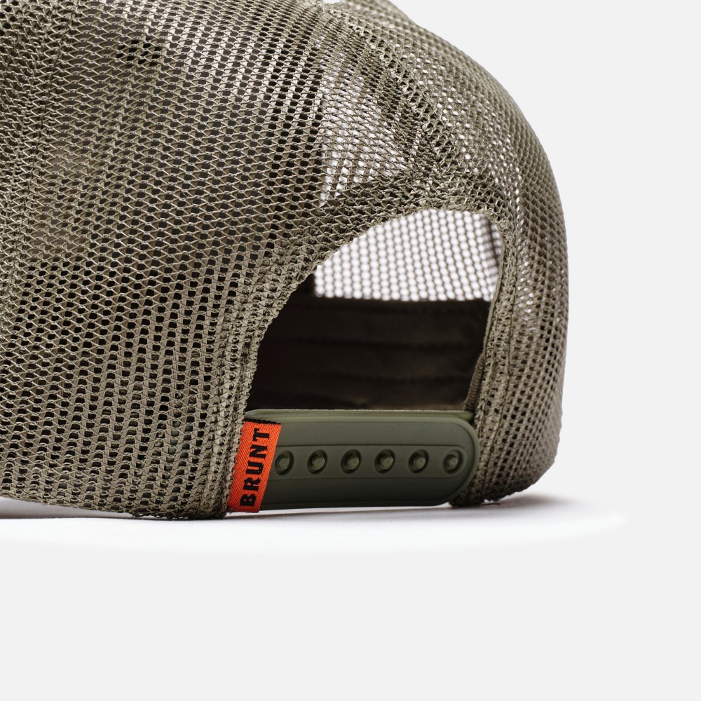 Latest Brunt Curved Brim Snapbacks - Army Green and Gold