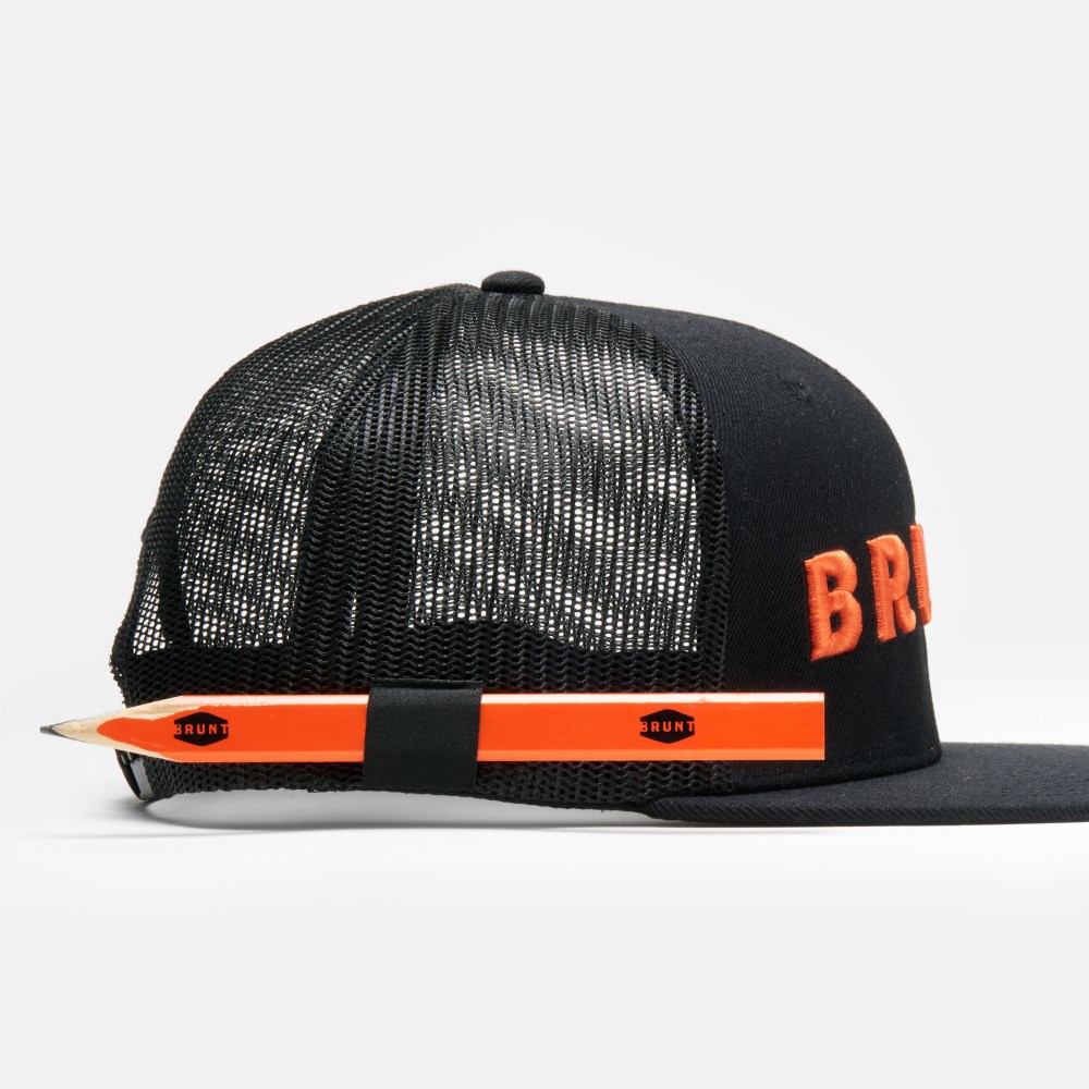 Latest Brunt Flat Brim Snapbacks - Black and Orange